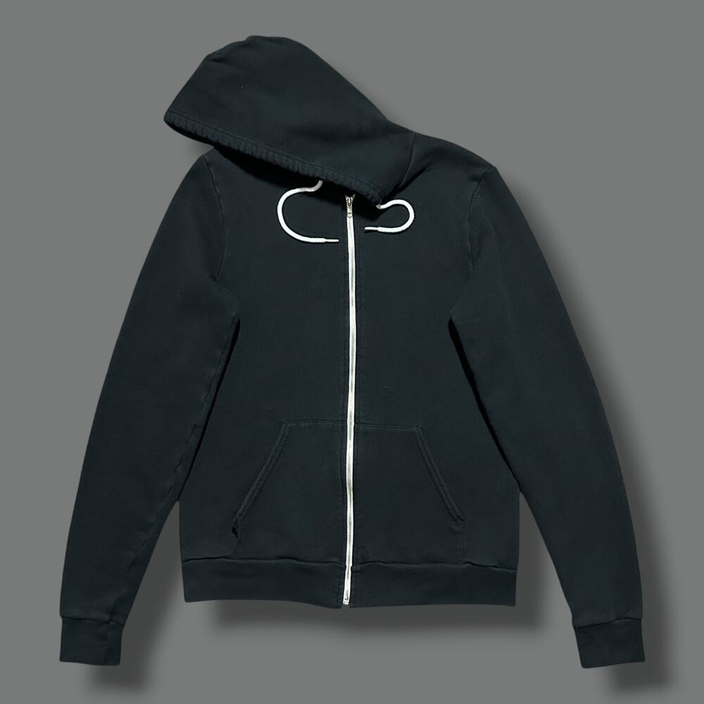 Vintage American Apparel Blank Hoodie Full Zip Black Made in USA Large Slim Fit